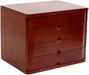 Data File Cabinet, Office Desktop Storage Box, Shelf Data Rack, Solid Wood 4-Layer Storage Box, Can Store A4 Paper, Documents and Documents (Color : A, Size : 37.5×29.8×27cm)