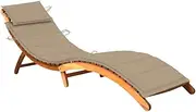 Acacia Wood Sun Lounger: Foldable Outdoor Chair with Cushion for Patio, Lawn, Beach, and Reclining Garden Lounge