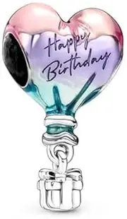 [Generic] Happy Birthday Hot Air Balloon Charm 925 Sterling Silver Charm Compatible with Pandora Charms,and Many Other UK Charm Bracelets., Sterling Silver