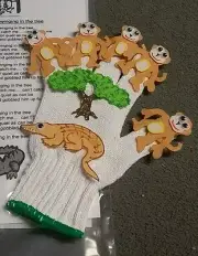 FELT STORY/GLOVE PUPPET/TEACHER RESOURCE - 5 CHEEKY MONKEYS TEASING MR CROCODILE