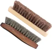 Healeved 2pcs Wooden Horsehair Brush for Shoes Polishing Mane Cleaning Durable Bristle Brushes for Efficient Dust Removal for Boot Care Maintenance