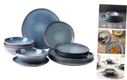 Ceramic Dinnerware Sets,Handmade Reactive Glaze Service for 4 Ceylon Blue