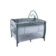 Babystudio Grey 3-in-1 Portacot Play Yard/Travel Cot Crib w/ Mattress/Toy Bar