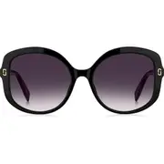 Marc Jacobs 56mm Gradient Round Sunglasses in Black/Grey at Nordstrom One Size