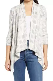 BOBEAU Cardigan Womens XS Amie Drape Front In Sand Snake Open Front Sweater