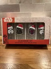 Star Wars Glassware Set of 4 Christmas 10oz.- Vader-Trooper-Fett