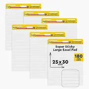Post-it Super Sticky Easel Pad, 63.5x76.2 cm, 30 Sheets/Pad, 6 Pads (561WL VAD 6PK), Large White Lined Premium Self Stick Flip Chart Paper