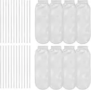 8pcs Lint Traps for Washing Machine Hose, with 24pcs Cable Ties Washer Lint Catch Nylon Mesh Lint Collector for Home Laundry Washing Machine Sink Drain Systems Hose Screen Filter (White)