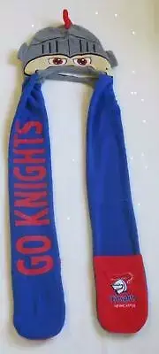 NEWCASTLE KNIGHTS NRL TEAM KIDS MASCOT BEANIE WINTER HAT WITH SCARF EARS