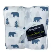 Eddie Bauer Twin Flannel Sheet Set Bears & Trees Print