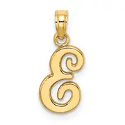 14K Yellow Gold 14Ky Script Letter E Initial Pendant