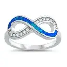 New. Size 5.5 Sterling Silver Infinity Ring. Dark Blue Synthetic Opal
