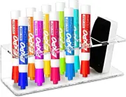 Whiteboard Supply Storage, 10-Slot Acrylic Dry Erase Marker and Eraser Holder