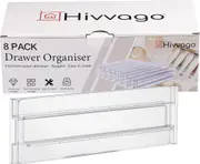 Hivvago Adjustable Drawer Dividers – 8 Pack Expandable Organizers for Kitchen, Dresser, Office & Home Storage