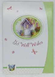 Vintage Get Well Card Butterfly Floral Garden Home “Sending Pleasant Wishes” P3