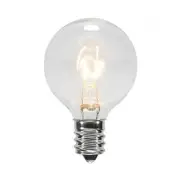 25 Pck Clear G40 Globe Light Bulbs Patio String Lights Fits E12 & C7 Base 5 Watt