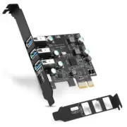 PCIe USB Card 4-Ports(1x USB-C - 3X USB-A) USB 3.0 Expansion Card PC Internal...