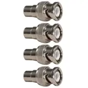 4x BNC Male to RCA Female Coax Coaxial Adapter Converter Cable Connector Nickel