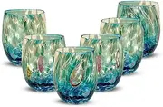 [Gocce di Murano] 6 Water Glasses Made According to the Tradition of Murano Artisans, Hand-Blown and Hand-Crafted Glass 300 ml – Rainbow Rain Glass Water Glasses
