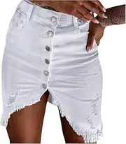 [Generic] Poodle Skirts for Women Denim Skirts Fashion Front Button Split Summer Skirt Open Design Women's Skirt Pleated Midi Skirt