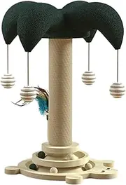 Scratching Posts for Indoor Cats,Vertical Scratch Pole | Built-in Rotatable Track and Rolling Ball, Wear Resistant, Climbing Furniture for Apartment Living