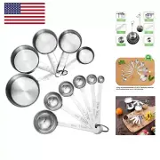 11 Piece Stainless Steel Measuring Spoons Cups Set, Premium Stackable Tablesp...
