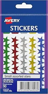 Avery Assorted Star Stickers, Assorted Colours, 14 mm, 90 Labels (932352)