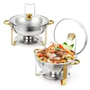 Chafing Dish Buffet Set 2 Pack 5QT, Stainless Steel Round Chafing Dishes for Buf