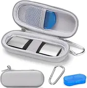 Case for KardiaMobile 1L 6L Personal EKG Monitor, Hard Travel Carrying Case for AliveCor Kardia Heart Monitor EKG/ECG, Heart Rate Monitor Holder Storage Organizer with Pill Box & Carabiner Clip-Grey