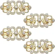 [PLIGREAT] 4 Pcs Rhinestone Vintage Sweater Clips Cardigan Retro Cape Cloak Clasp Shawl Collar Fixing Dress Shirt Brooch Clip Silk Scarf Clasp for Women Clothes Decoration Accessories, Metal
