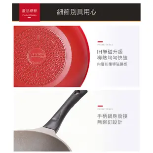 【韓國Kitchen Art】紅鈦晶原石IH不沾炒鍋28cm/蝦皮獨家