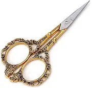 EBANKU Professional Manicure Scissors, Vintage Stainless Steel Cuticle Precision Beauty Grooming for Nail, Facial Hair, Eyebrow, Eyelash, Nose Hair (Gold)