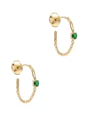 Yvonne Leon Paire De Creoles 18kt Gold Hoop Earrings - Green - One Size One Size