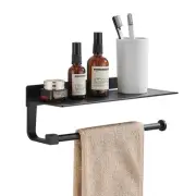 Hand Towel Holder for Bathroom -Paper Wall Mount for Black with Shelf -Kitchen