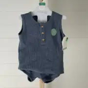Carter's Organic Baby 2pc Waffle Knit Shorts and Tank Top Set - 12M Blue NWT