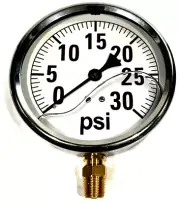 Liquid Filled Gauge 30PSI GXB 4141 1/2" Threads