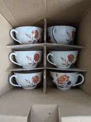 CH FIELD HAVILAND LIMOGES FRANCE LES PAPILLONS CUP & SAUCER SET Of 6