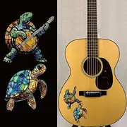 PLIGREAT 2 Sheets Playing Sea Turtle Guitar Stickers Creative Design Inlay Guitar Sticker for Music Guitar Ukulele Acoustic Guitar Electric Guitar Bass DIY Decals Guitar Decoration