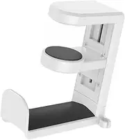 Esforzarse Under-Desk Headphone Stand, Headset Hanger Holder, Headset Headphone Stand,Adjustable with 360 Rotating Arm Clamp & Built in Cable Clip, with Cable Organizer, Universal Fit Clip(White)