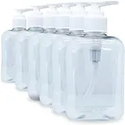 MYOC White PET Pump Bottle Refillable Empty Container Cosmetic Containers for Massage Oils Outdoor Camping Travel 250ml (Pack of 6)