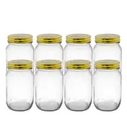 8PK Lemon & Lime Roma 550ml/13cm Glass Conserve Jar Container w/ Gold Lid Clear