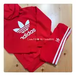 LINDA❤️代購 ADIDAS 套裝 LOGO 帽T 連帽上衣 長袖 童裝 內搭褲 長褲 套裝 紅色 IR6909