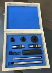 Lathe Tailstock Tap & Die Holder MT3 Shank Threading Tapping Set Wooden Box MTI