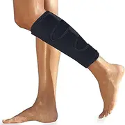 Calf Brace for Torn Calf Muscle and Shin Splint Pain Relief - Calf Compression Sleeve for Lower Leg Injury, Strain, Tear - Neoprene Runners Tibia Splints Wrap for Men and Women (Black)