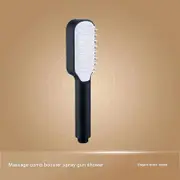 Black Handheld Shower Head with Silicone Brush and Massage Function - High-Pressure Water Spray