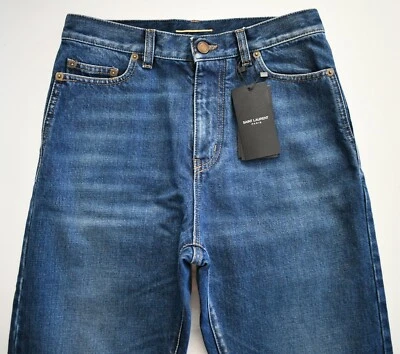 ️ SAINT LAURENT Paris Blue 100% Cotton BAGGY Women's Jeans 25 D18 W/BG-LW
