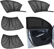 4 PCS Stretchable Car Window Shades, High Stretchy Breathable Car Window Sunshade Mesh Including 2 Pcs Front Windows and 2 Pcs Side Rear Windows, Double Layer Design Car Sunshade Blocker for SUV