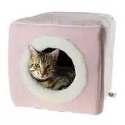 Cat Cave Hide Out Cube Pink Removable Pillow Makes Cat Feel Safe Cubby Cavern