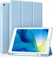 Witzon Case Compatible with iPad 10.2 Inch 2021/2020/2019, for iPad 9th/8th/7th Generation Case with Pencil Holder, Soft TPU Back Protective Case, Wake Cover/Auto Sleep, Sky Blue