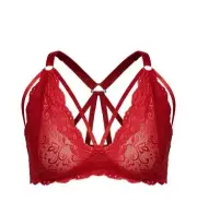 CITY CHIC Plus Size S / 16 Bralette Bra WIREFREE Soft Cup Fox & Royal Sophie Red